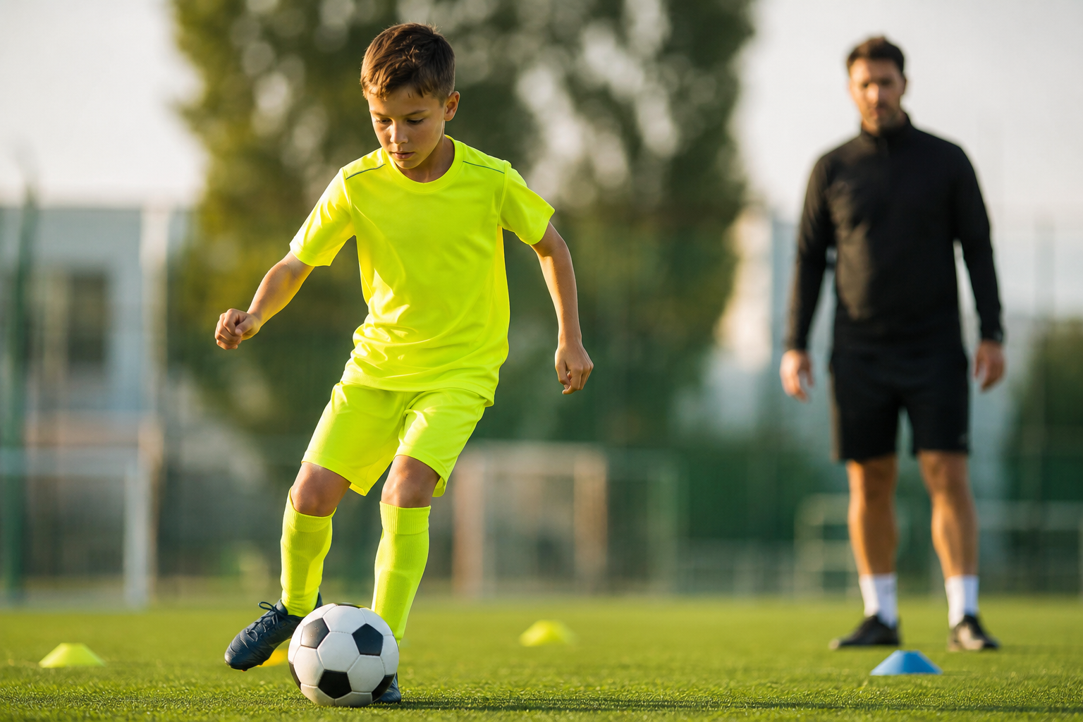 Niños entrenando técnica de fútbol en Vertex Valencia